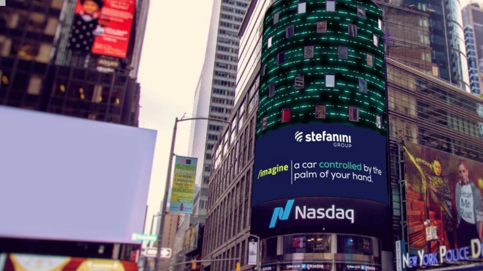 Vídeo de Stefanini en la pantalla del Nasdaq de Times Square, en Nueva York